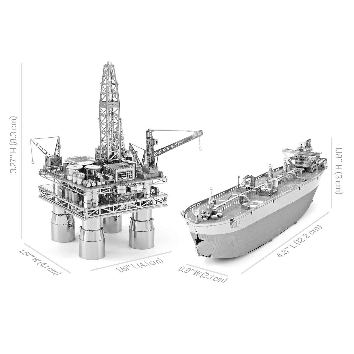 Rompecabezas Metálico 3d Set Plataforma Petrolera y Petrolero en Alta Mar