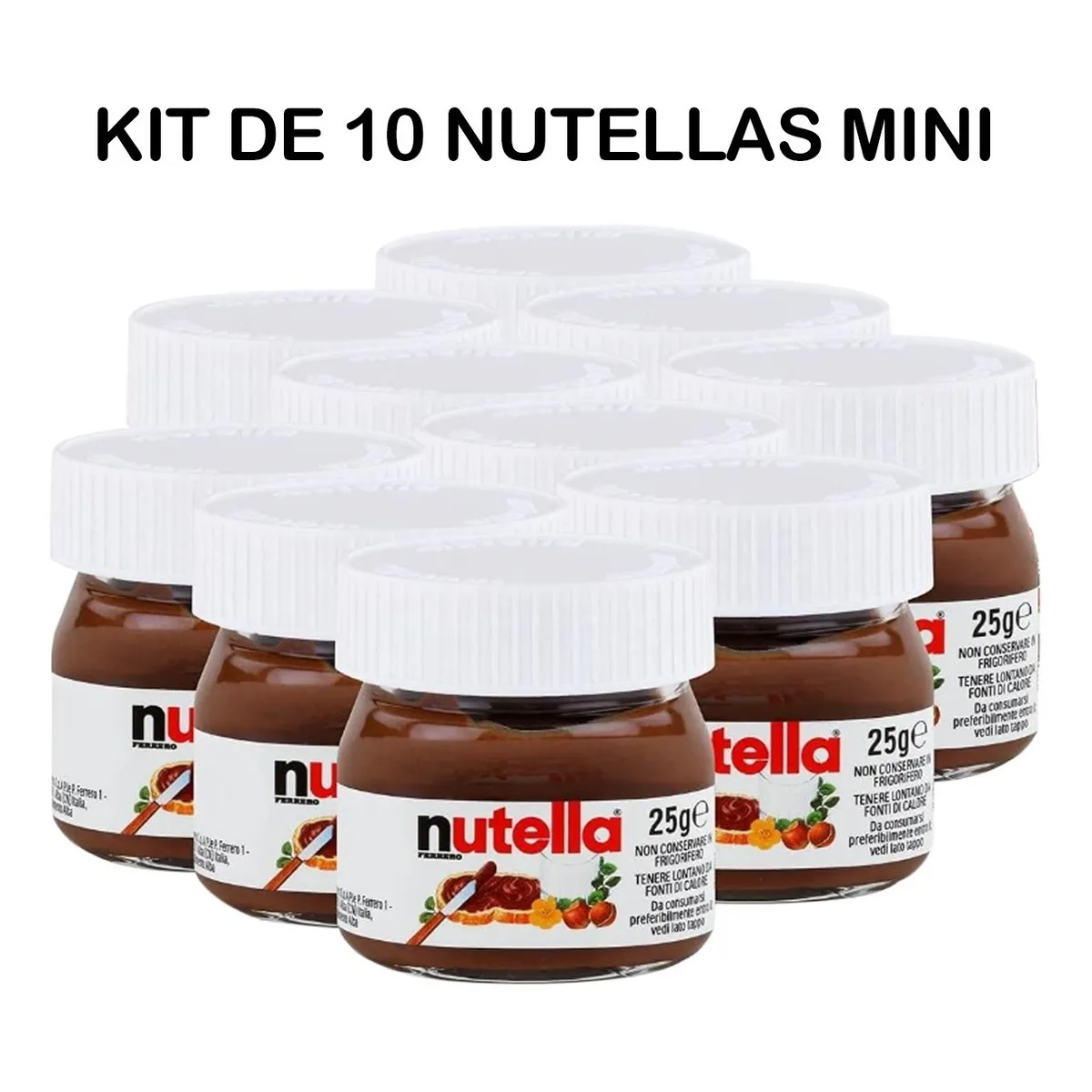Paquete de 10 Mini Nutella Crema Avellana Frasco de Vidrio