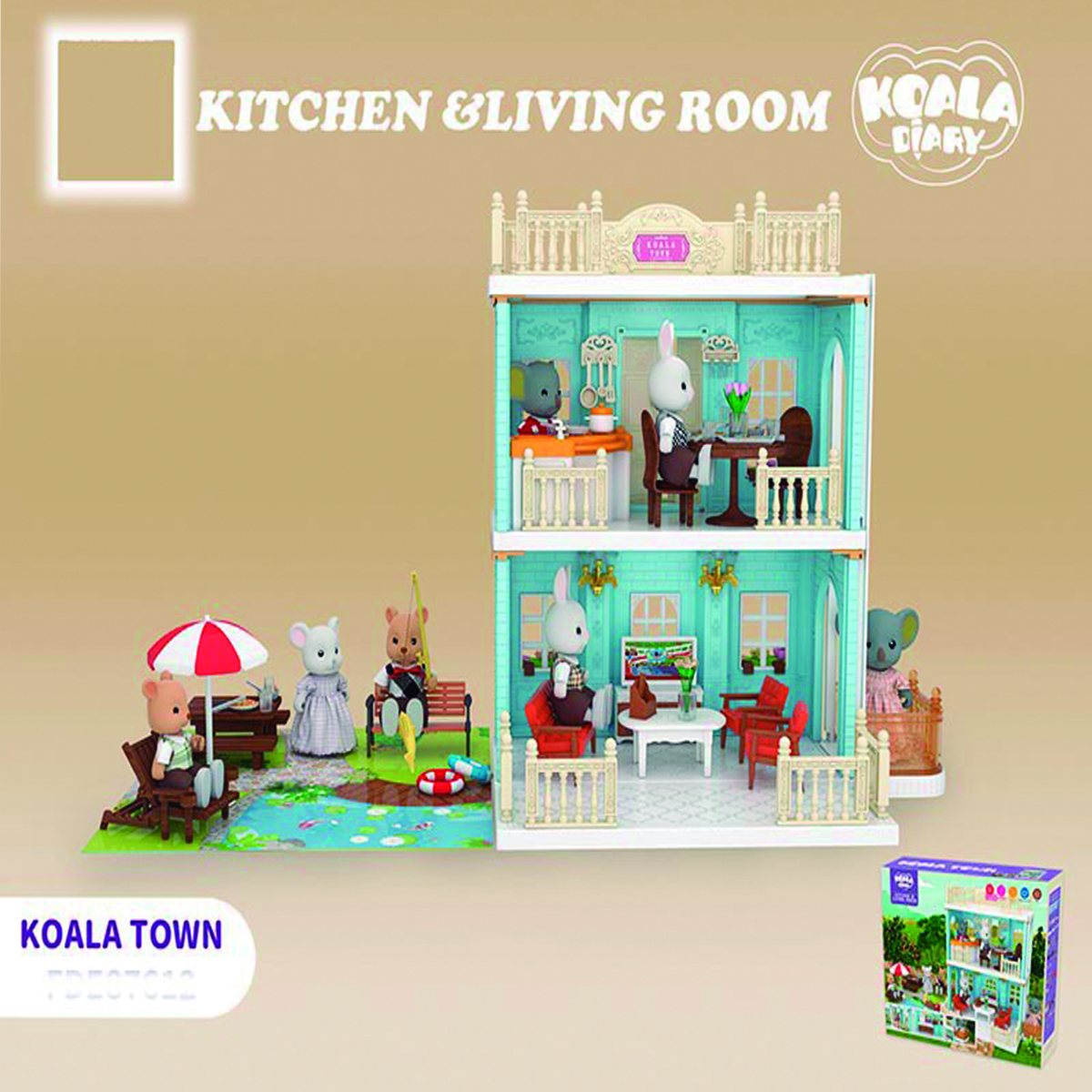 Juguete Casa Miniatura Cocina Sala de Estar Niños Koala
