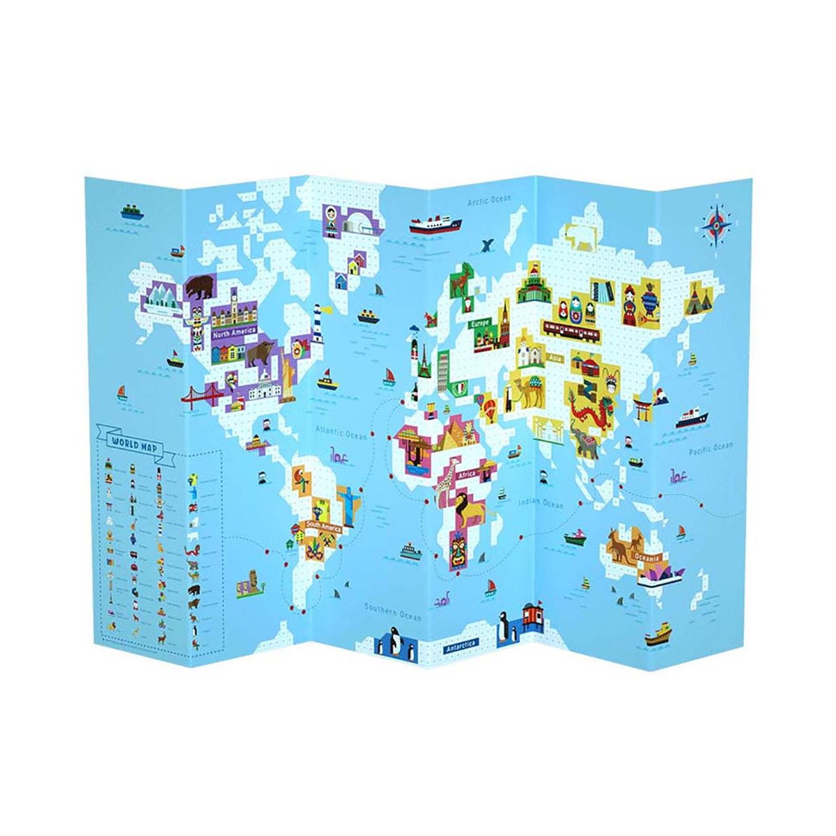 Juego de Mesa Poster con Pegatinas Mapa Mundial