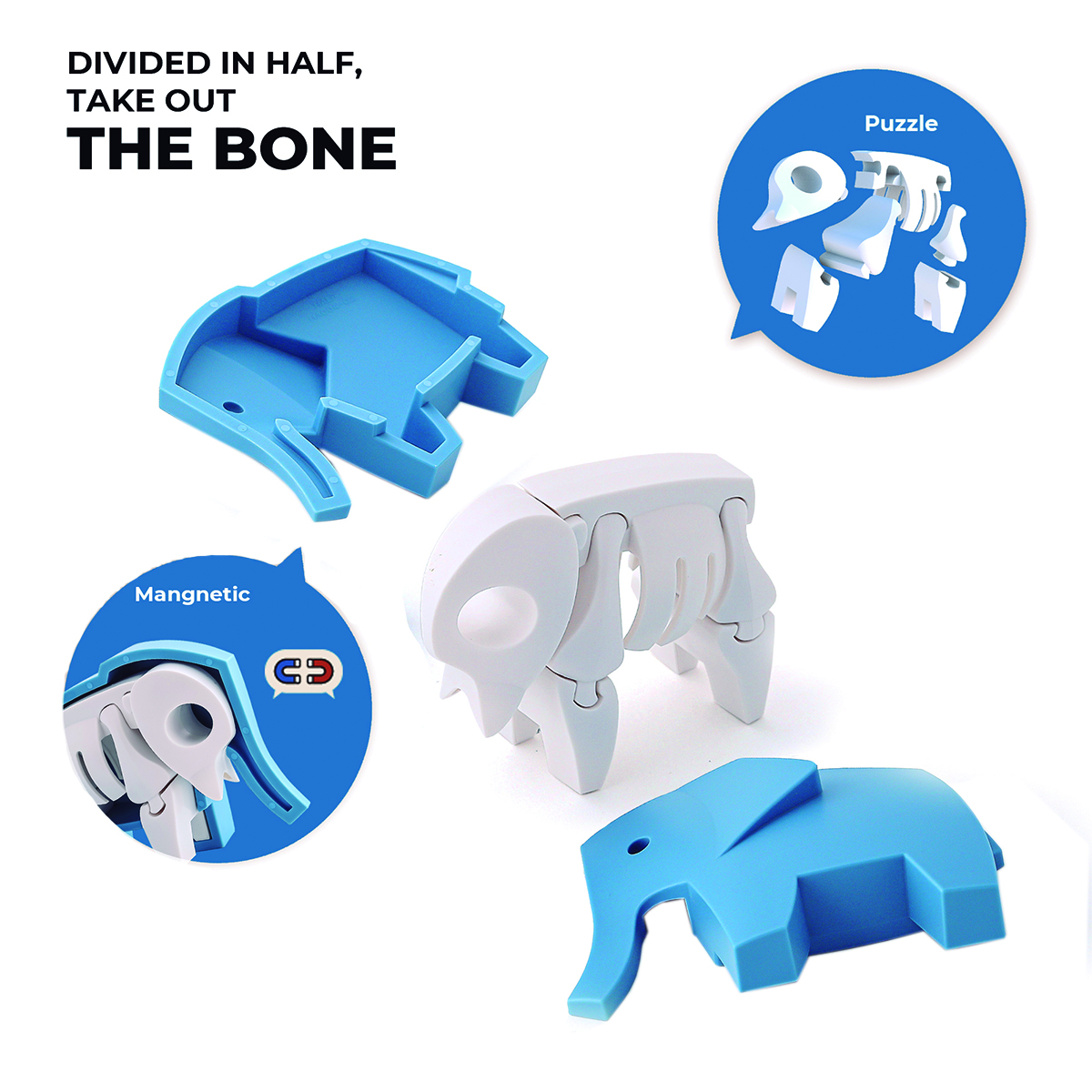 Rompecabezas Magnético 3D Elefante Half Toys